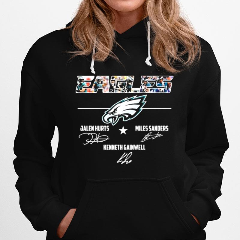 Philadelphia Eagles Jalen Hurts Miles Sanders And Kenneth Gainwell Signatures Hoodie