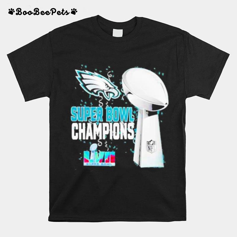 Philadelphia Eagles Nfl Black 2023 Super Bowl Lvii Champions T-Shirt