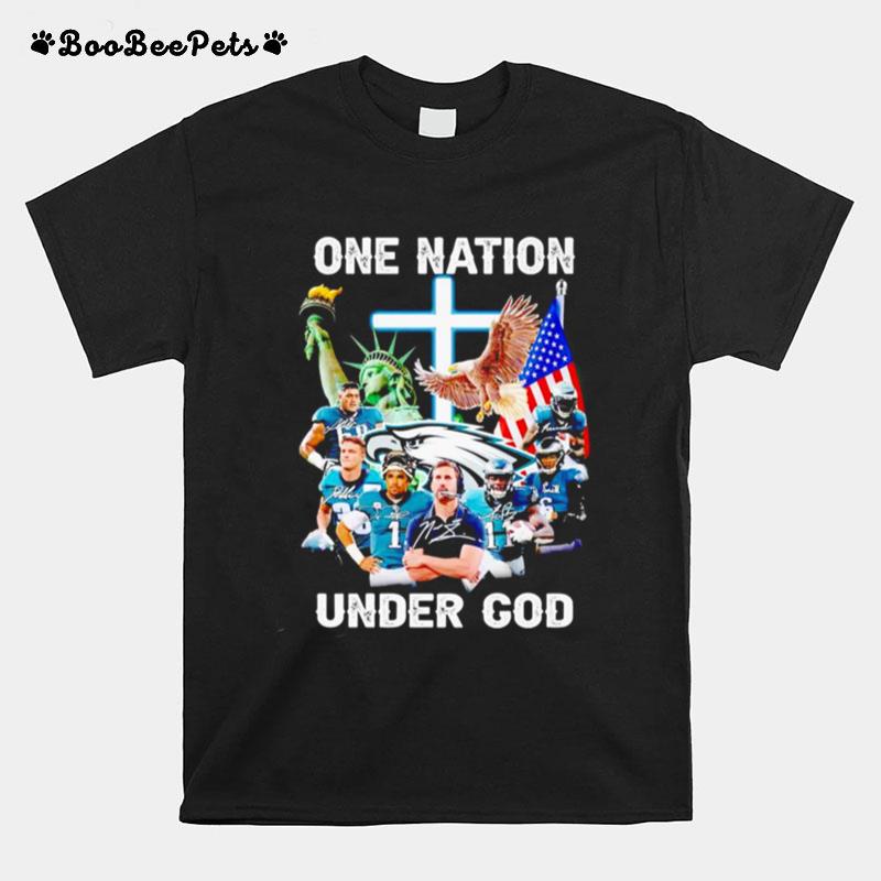 Philadelphia Eagles One Nation Under God Signatures T-Shirt