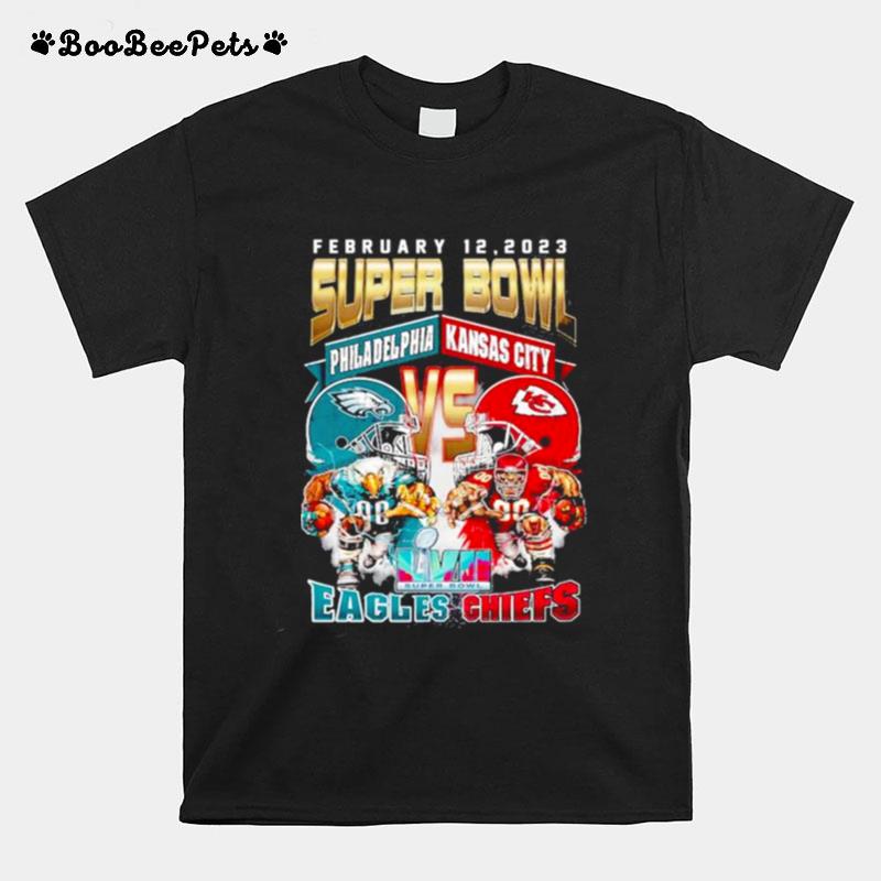 Philadelphia Eagles Vs Kansas City Chiefs Professional Mascot 2023 Super Bowl Lvii T-Shirt