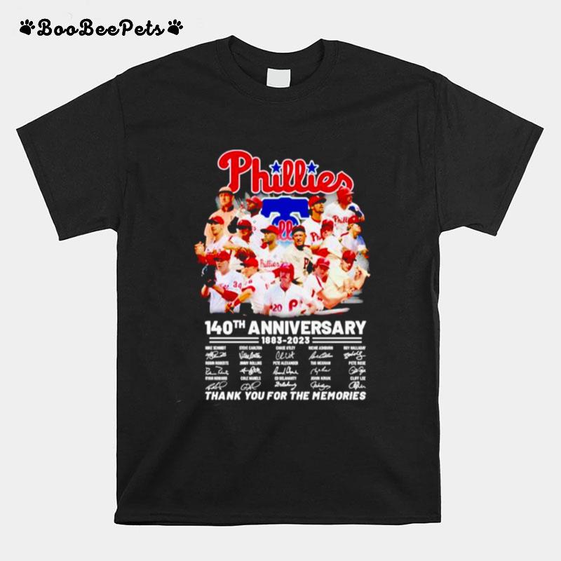 Philadelphia Phillies 140Th Anniversary 1883 2023 Thank You For The Memories Signatures T-Shirt