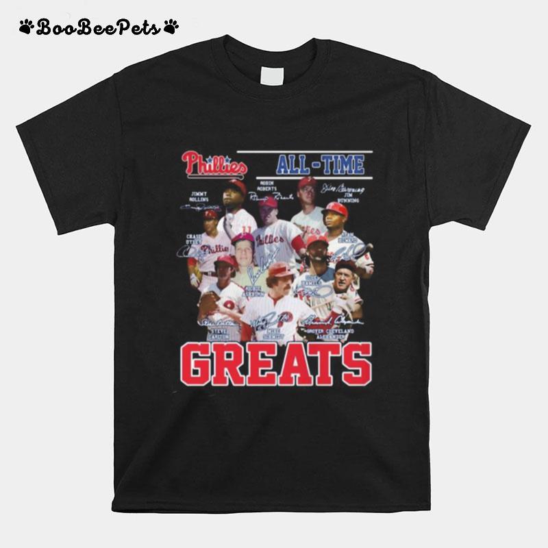 Philadelphia Phillies All Time Greats Baseball Signatures T-Shirt