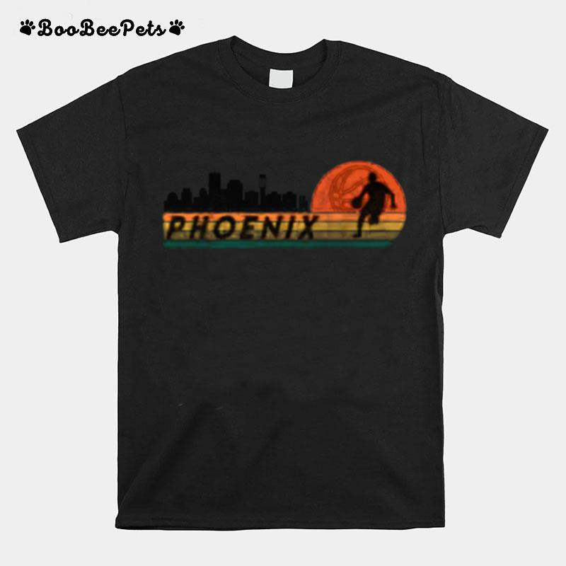 Phoenix Az Cityscape Retro Sun Basketball Fans T-Shirt