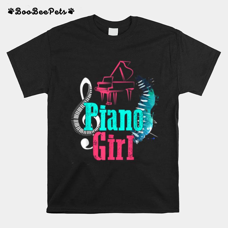 Piano Girl Pianist Music Notes T-Shirt