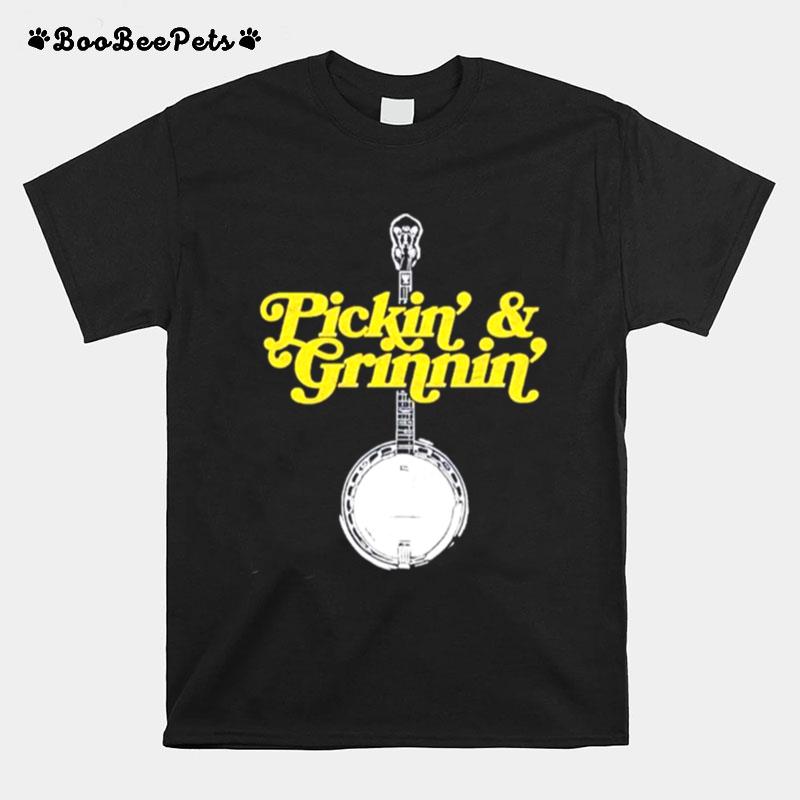 Pickin Grinnin Mountain Sun Banjo Bluegrass T-Shirt