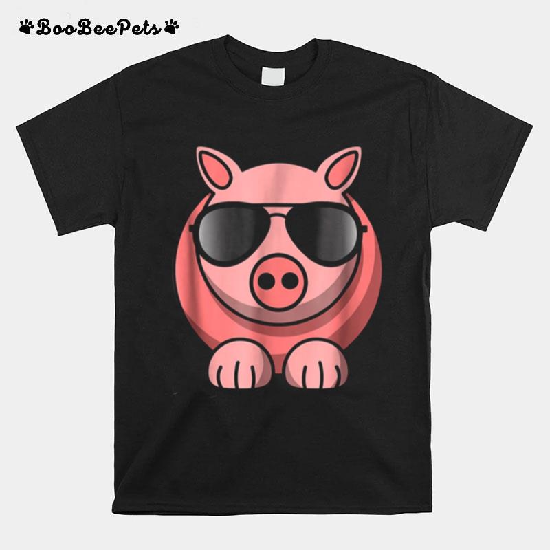Pig Emoji Cool Sunglasses Piglet T-Shirt