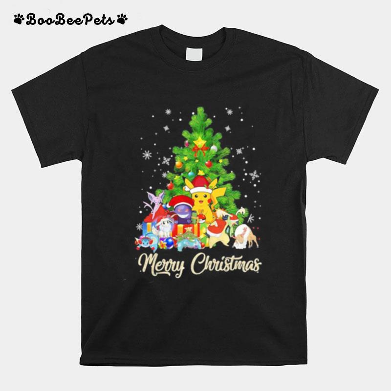 Pikachu Cartoon Merry Christmas Tree T-Shirt