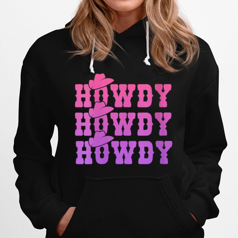 Pink Howdy Cow Girl Distressed Western Country Rodeo Hoodie