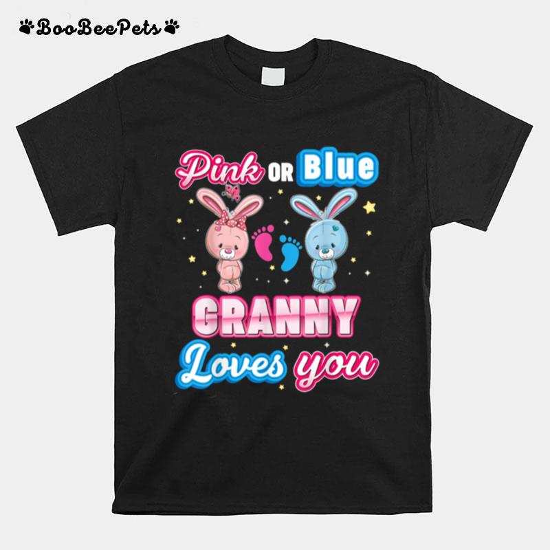 Pink Or Blue Granny Loves You Gender Reveal Baby Mother Day T-Shirt