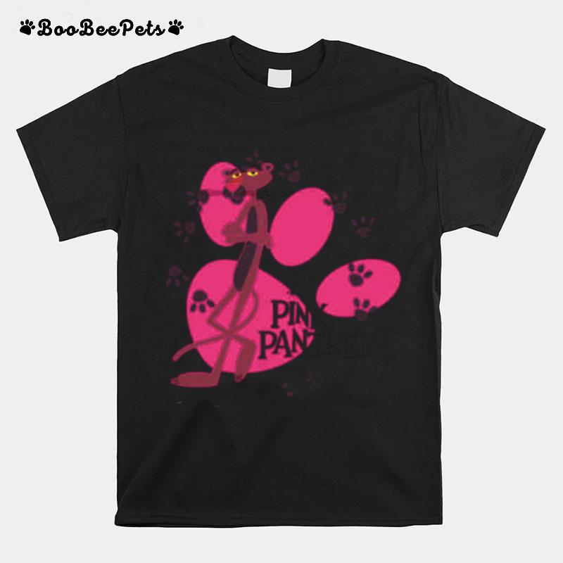 Pink Paw Prints Pink Panther Cartoon Friend T-Shirt