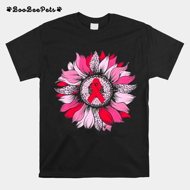 Pink Ribbon Breast Cancer Awareness Sunflower T-Shirt