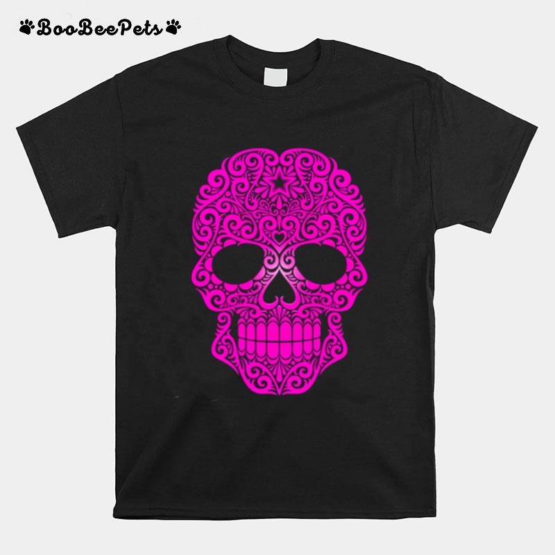 Pink Swirling Sugar Skull T-Shirt