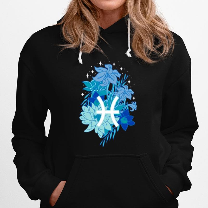 Pisces Flowers Periwinkle Hoodie