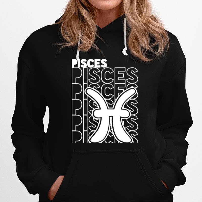 Pisces Zodiac Typography Retro Vintage Astrology Hoodie