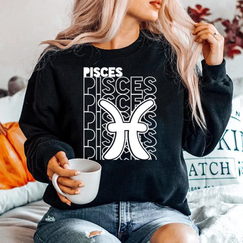 Pisces Zodiac Typography Retro Vintage Astrology Sweater