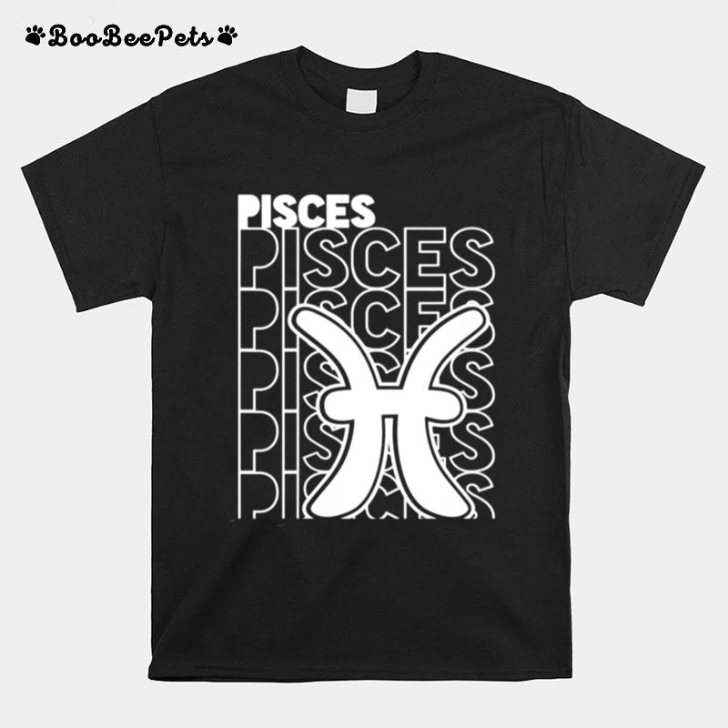 Pisces Zodiac Typography Retro Vintage Astrology T-Shirt