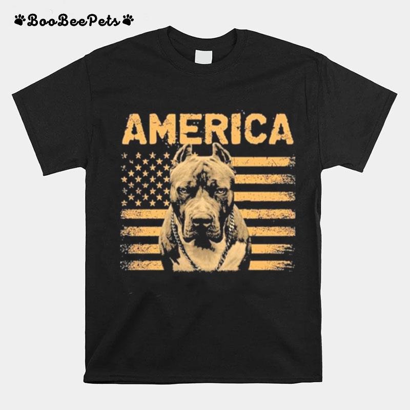 Pitbull American Flag T-Shirt