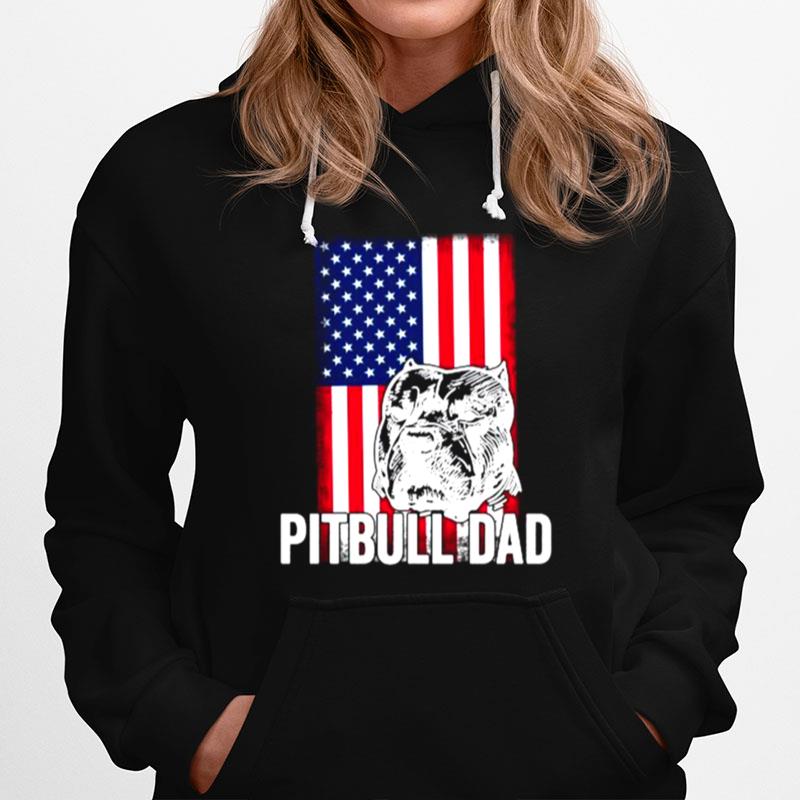 Pitbull Dad American Flag Hoodie