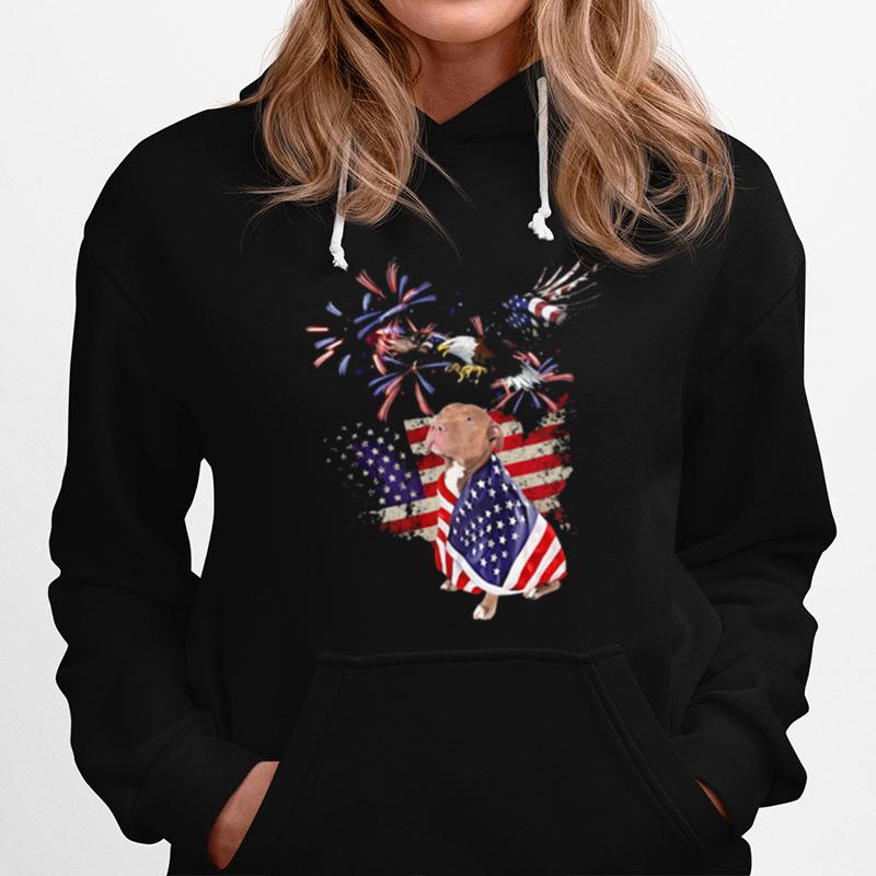 Pitbull Eagle American Flag Hoodie