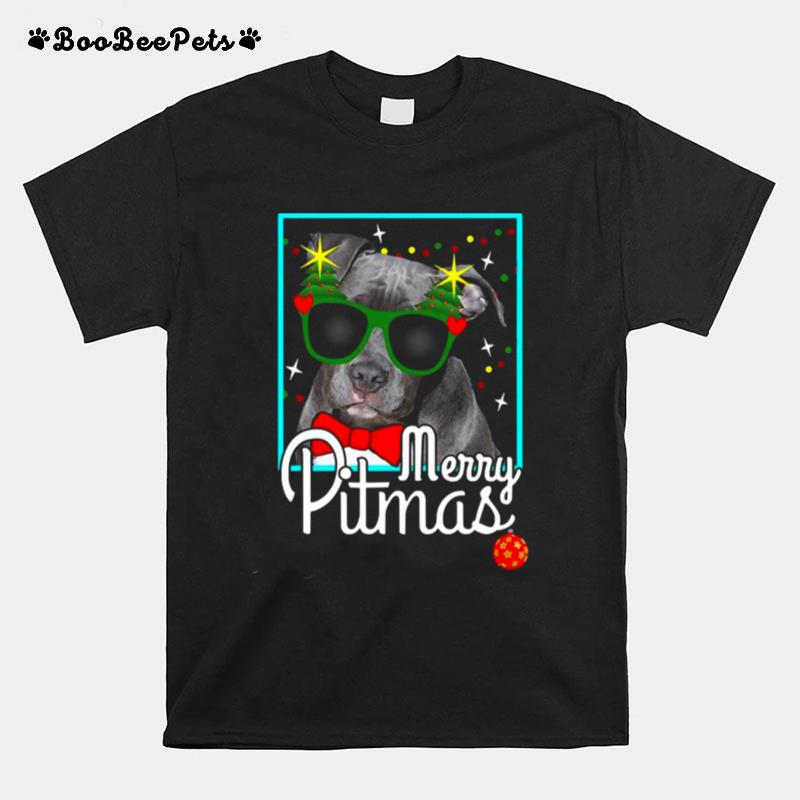 Pitbull Funny Pit Bull Dog Christmas T-Shirt