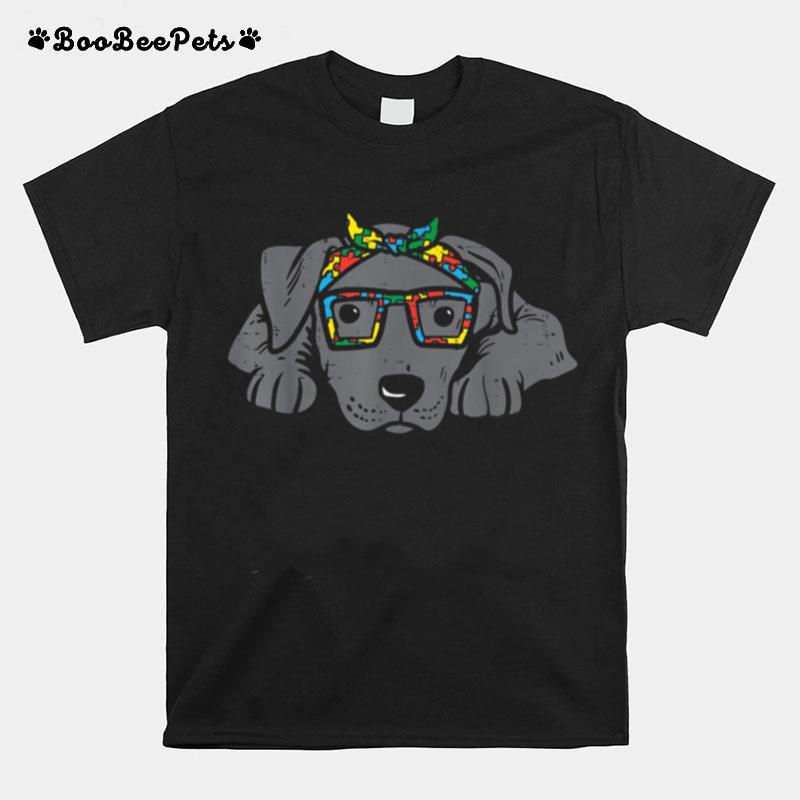 Pitbull Puzzle Bandana Glasses Autism Awareness Pitties Dog T-Shirt