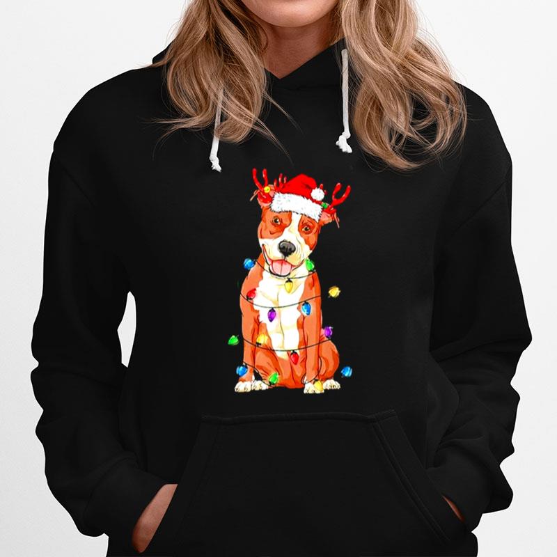 Pitbull Santa Christmas Light Hoodie