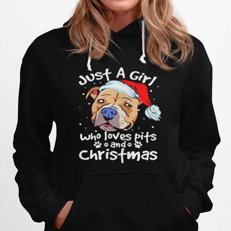 Pitbull Santa Just A Girl Who Loves Pets And Christmas Hoodie