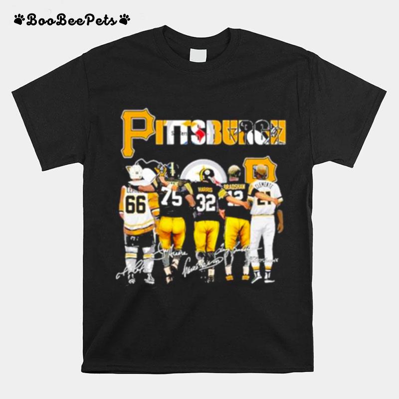 Pittsburgh Penguins And Steelers Harris Bradsham Clemeate Signatures T-Shirt