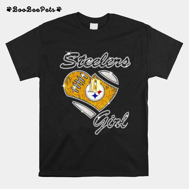 Pittsburgh Steelers Girl Heart Diamond T-Shirt