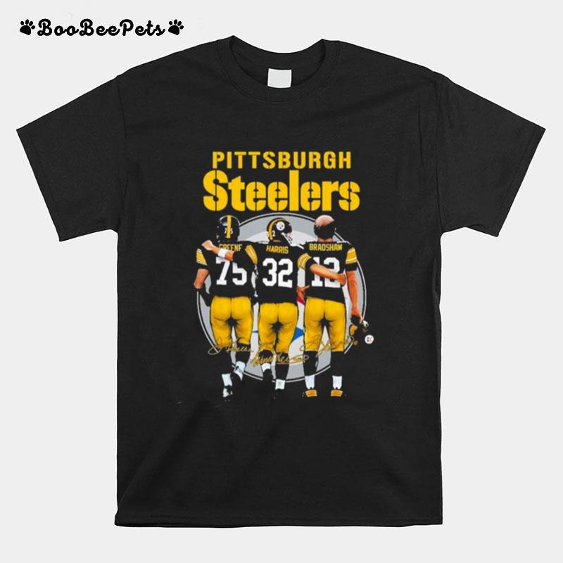 Pittsburgh Steelers Greene Harris And Bradshaw Signature T-Shirt