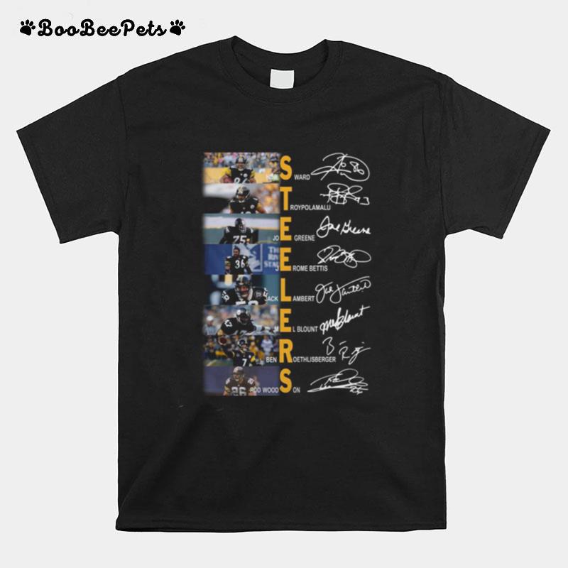 Pittsburgh Steelers Hines Ward Troy Polamalu Joe Greene Signatures T-Shirt