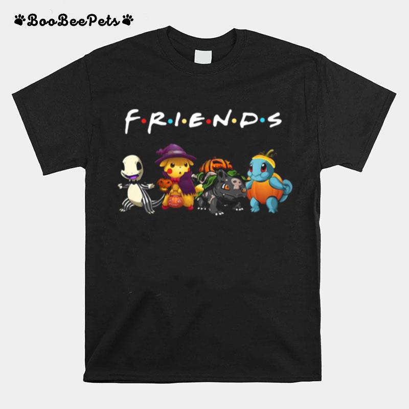 Pokemon Charmander Pikachu Bulbasaur And Squirtle Friends Halloween T-Shirt