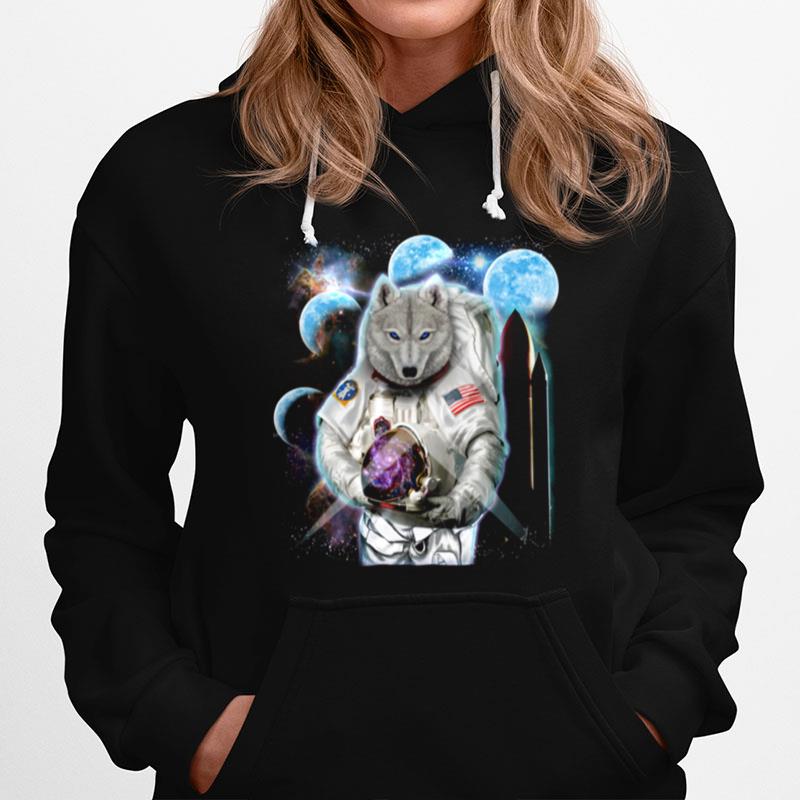 Polar Wolf As Astronaut Explore Space And Galaxy Hoodie