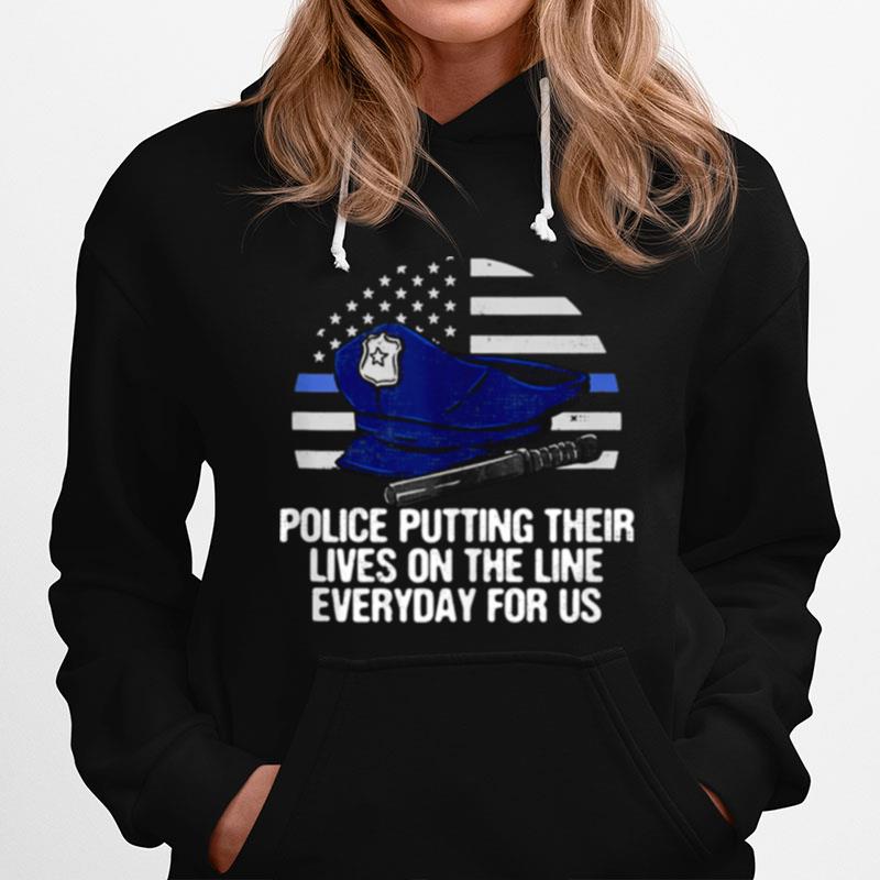 Police Lives On The Line Patriotic Law Enforcer Patriotism Hoodie