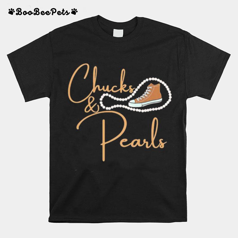 Pretty Kamala Harris Chucks And Pearls Orange Converse T-Shirt