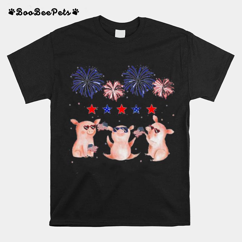 Proud American Flag Pigs 4Th Of July T-Shirt