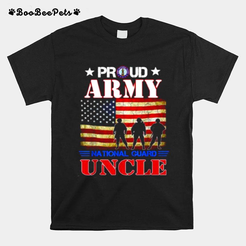 Proud Army National Guard Uncle Us Flag Gift Patriotic Day T-Shirt