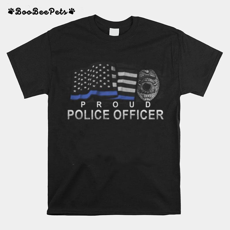 Proud Police Officer American Flag Independence Day T-Shirt