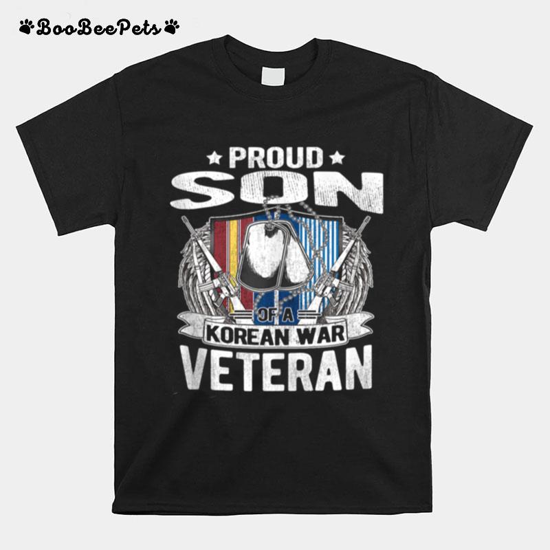 Proud Son Of A Korean War Veteran Dog Tags Military Family T-Shirt