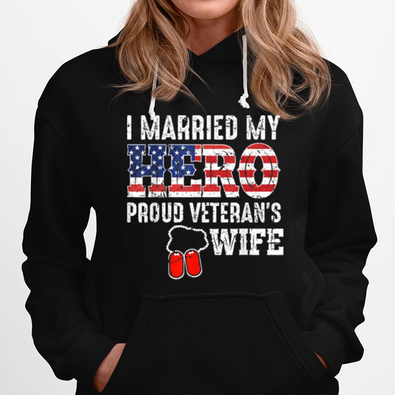 Proud Veterans Wife Dog Tag U.S. Flag Vintage T B09Zntbq49 Hoodie