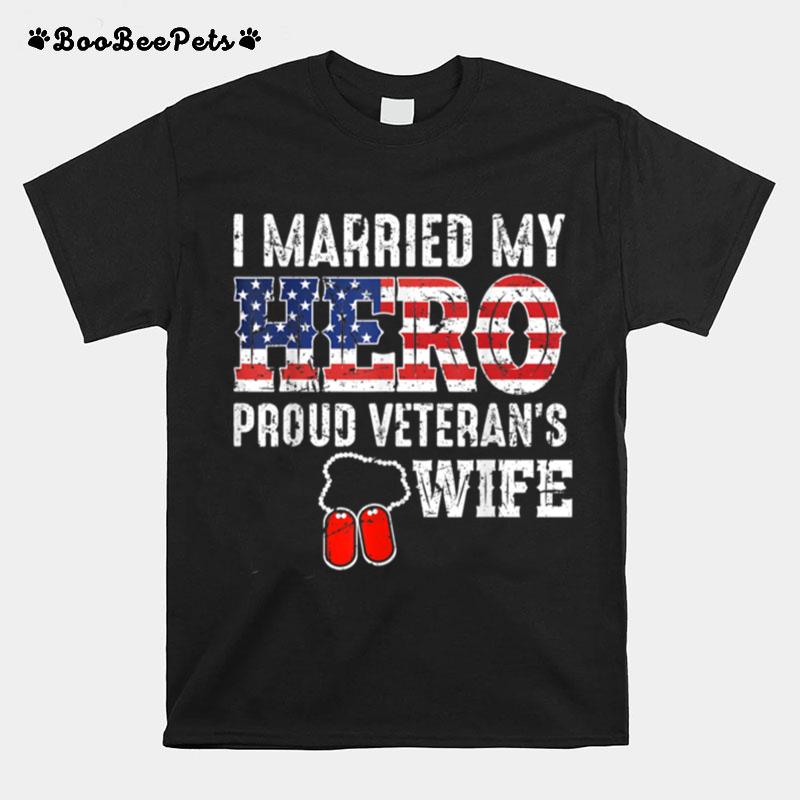 Proud Veterans Wife Dog Tag U.S. Flag Vintage T B09Zntbq49 T-Shirt