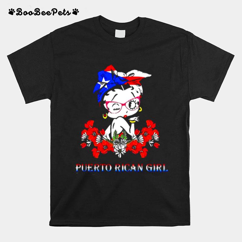 Puerto Rican Girl Flowers Gift Puerto Rican Flag Bandana T-Shirt