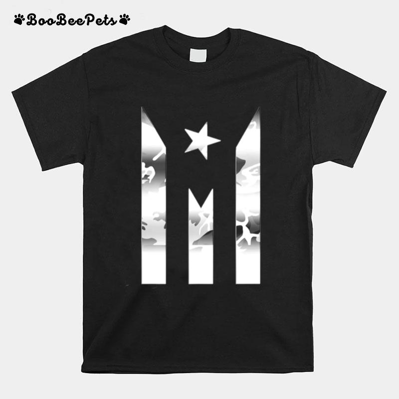 Puerto Rico Resiste Black Flag Camo T-Shirt