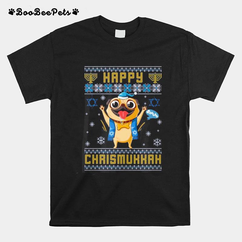 Pug Hanukkah Happy Chrismukkah Happy Christmas Ugly T-Shirt