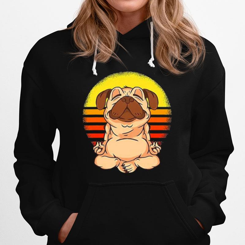 Pug Meditation Retro Vintage Hoodie