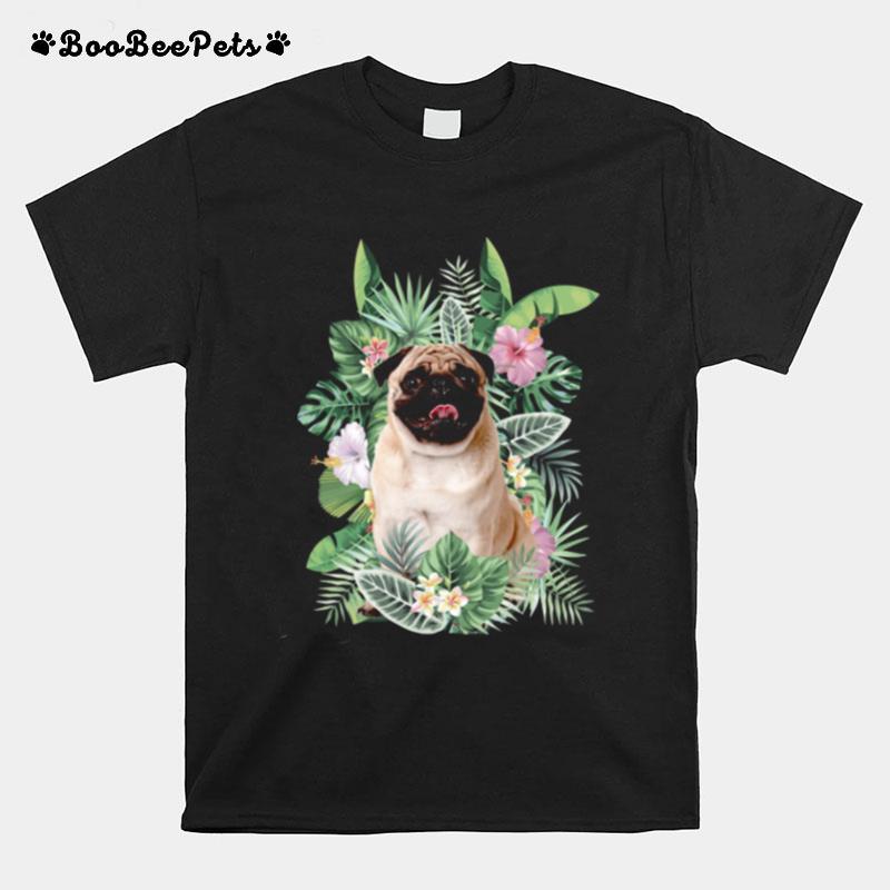 Pug White Flower T-Shirt