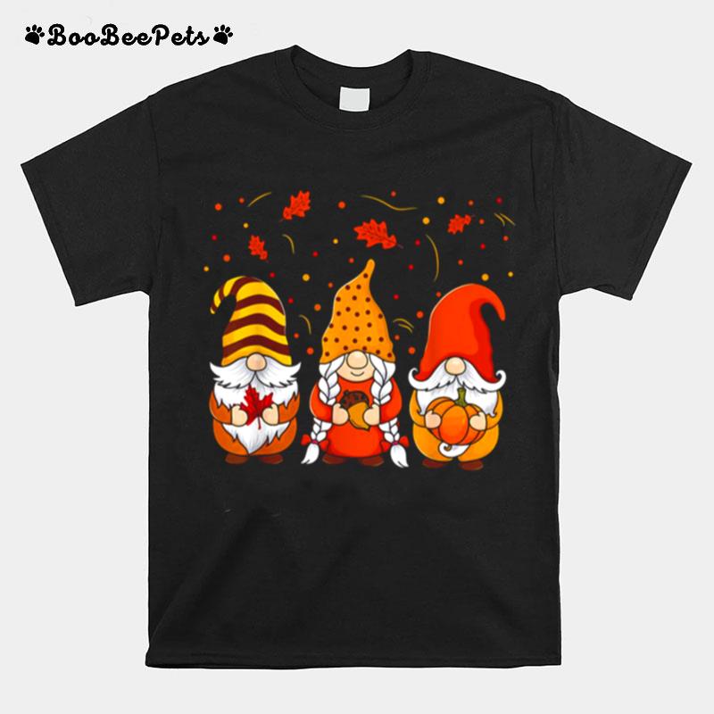 Pumpkin Gnomes Fall Autumn Cute Halloween Thanksgiving T-Shirt