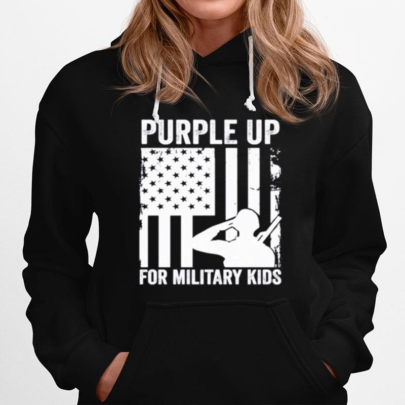 Purple Up For Military Kids American Flag Hoodie