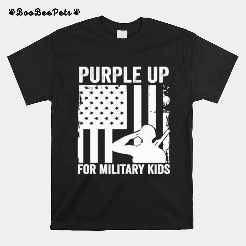 Purple Up For Military Kids American Flag T-Shirt