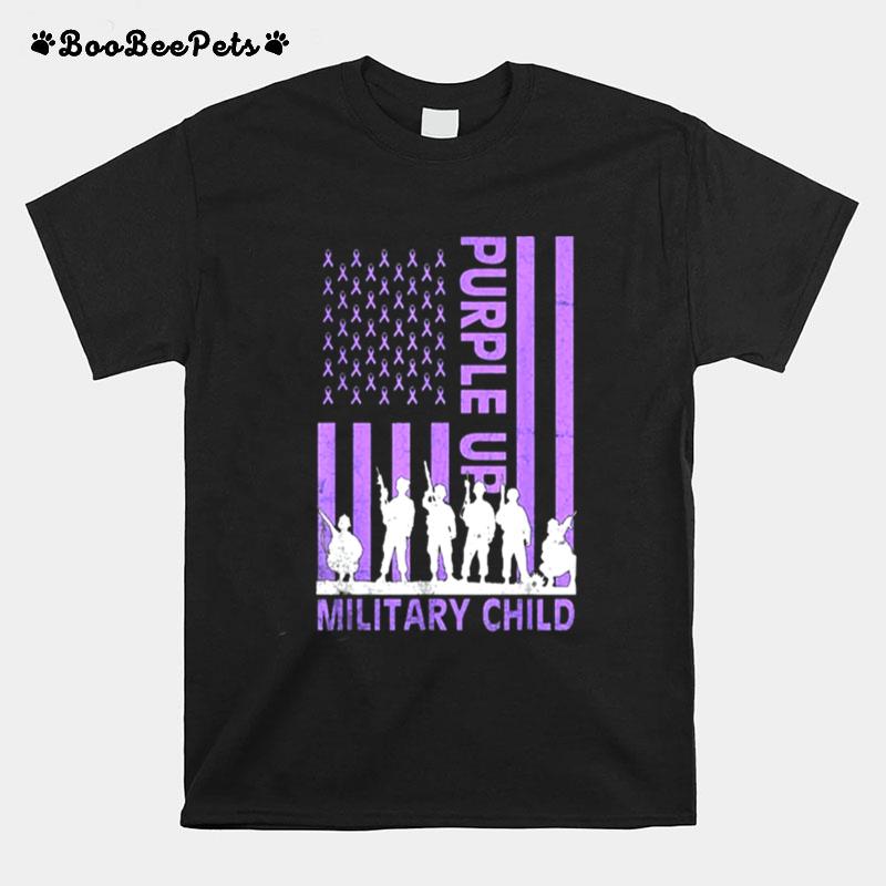 Purple Up For Military Kids Military Child American Flag T-Shirt